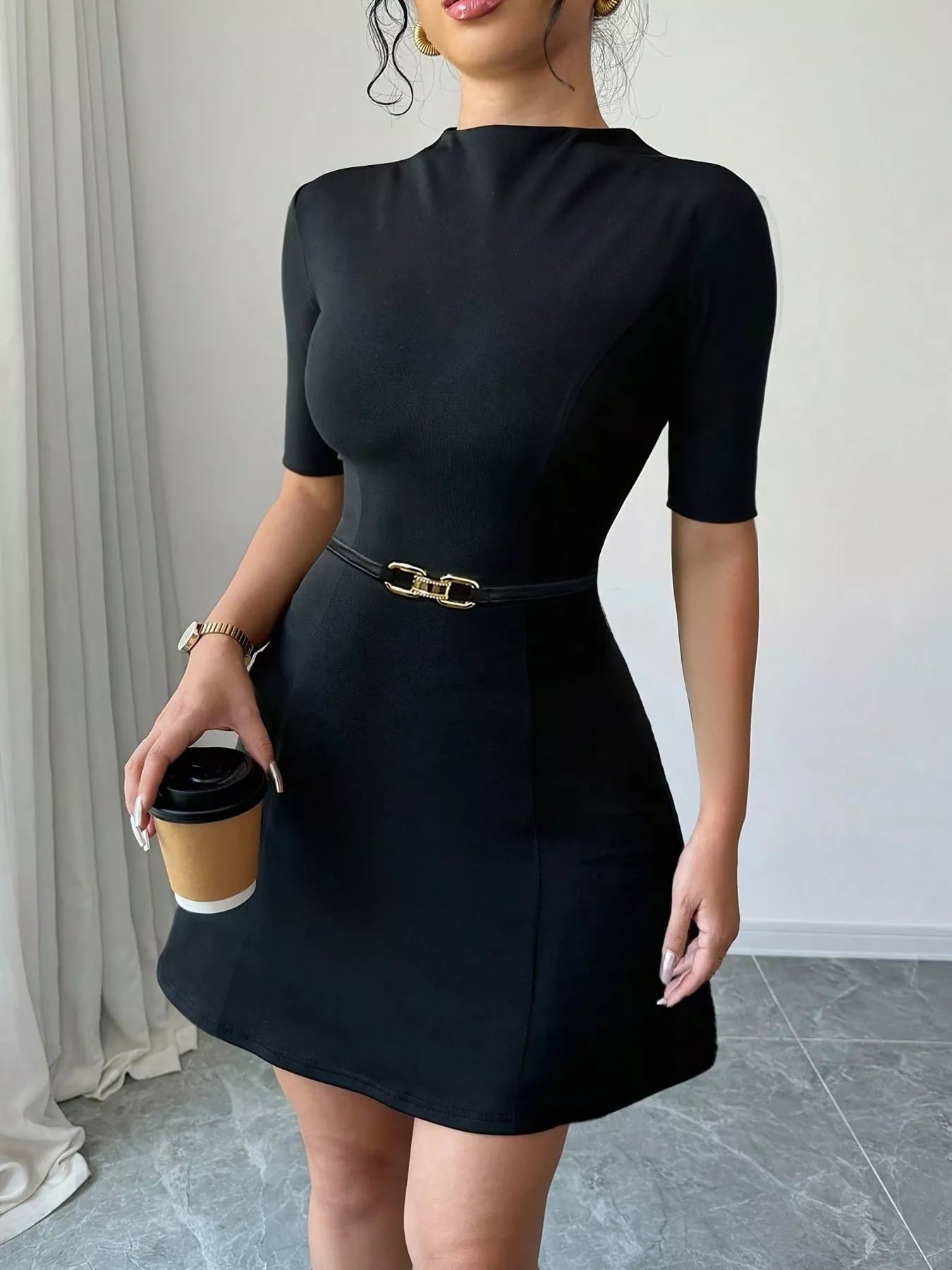 Black Short Sleeve Mini Dress – Ria Bliss
