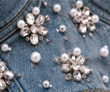 Starlight Denim Embellished Corset Top